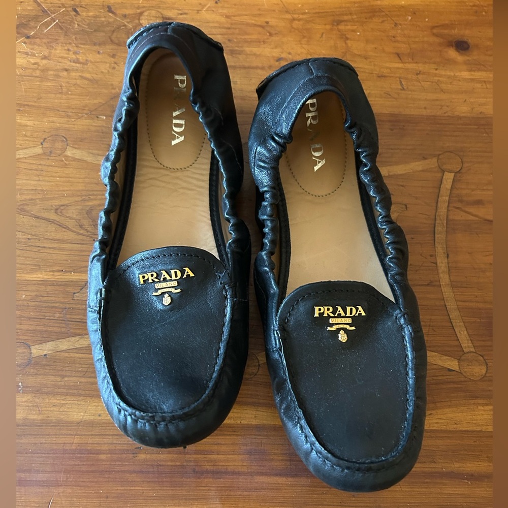 Prada Black Leather Women's Loafers